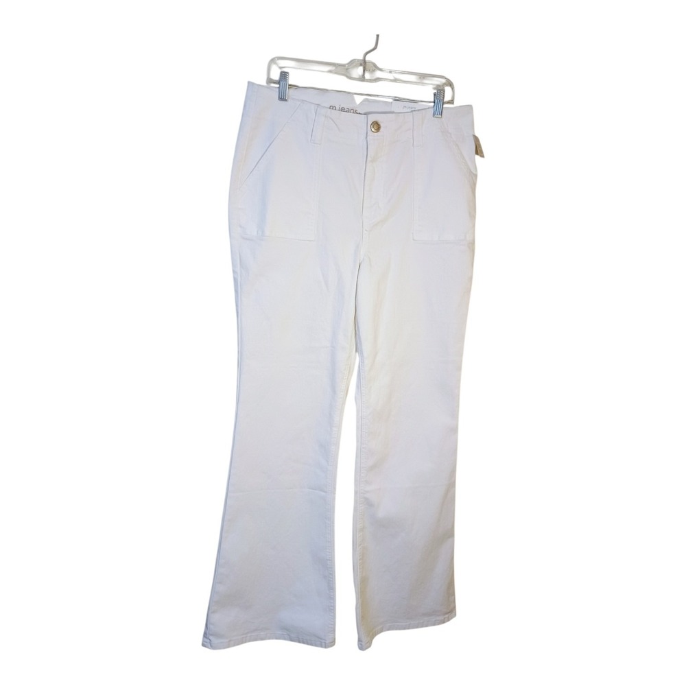 M Jeans Maurices Women's Size 16 White Flare Super High Rise Square Pocket Jeans